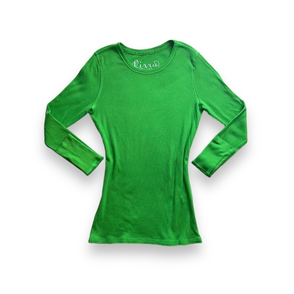 Y2K PACSUN SOURCED LIME GREEN RIBBED LONG-SLEEVE TOP · SIZE M - Picture 5 of 8